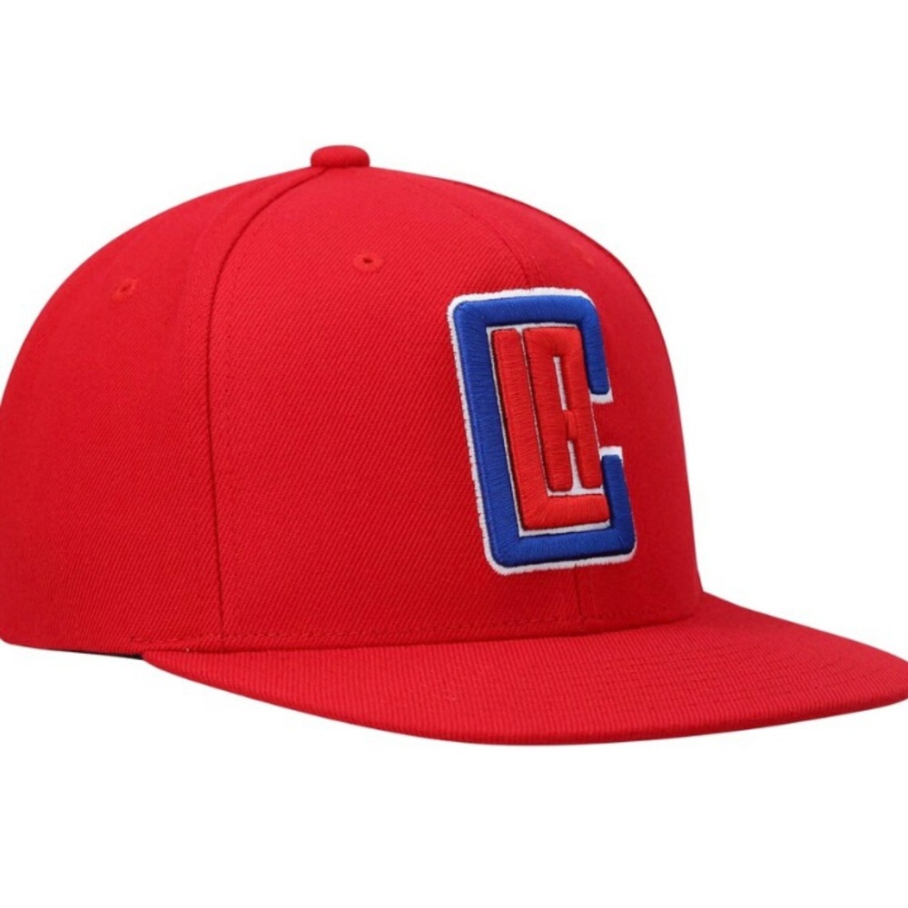 Mitchell & Ness Red Snapback with Blue and White Logo